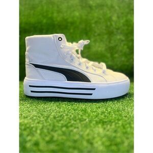 PUMA Womens Kaia 2.0 Mid Sneaker Platform White Black Shoes Size 10